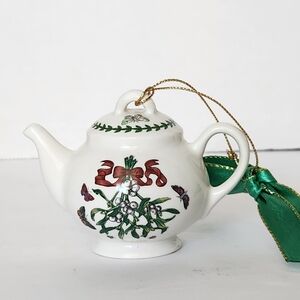 Vintage Portmeirion Botanic Garden Teapot Christma Ornament Mistletoe Butterfly
